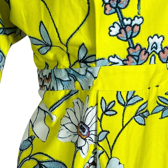ASOS Wiggle Dress Sheath Size 6 Cotton Stretch Mirrored Floral Print Yellow NEW - Picture 8 of 13